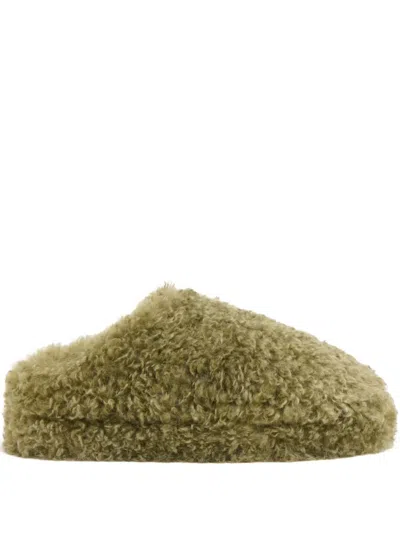 Apparis Misha Bouclette Slippers In Green