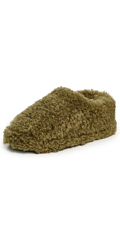 Apparis Misha Bouclette Slippers Khaki In Brown