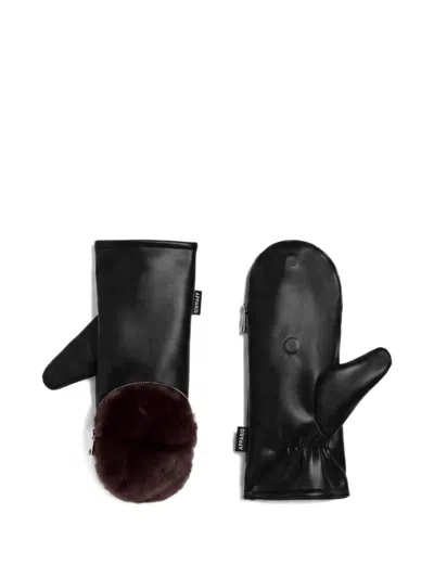 Apparis Noa Faux-fur Trim Mittens In Black