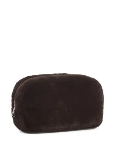 Apparis Noor Faux-fur Make-up Bag In Brown
