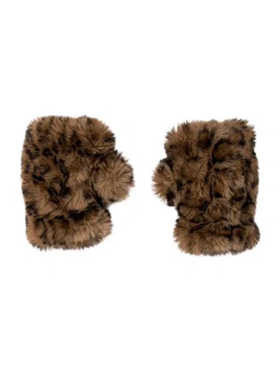 Pre-owned Apparis Patterned Faux Fur Gloves In Brown