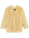 Apparis Petra Recycled Mongolian Fur Coat In Neutrals