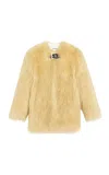 Apparis Petra Recycled Mongolian Fur Coat In Tan