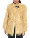 Apparis Petra Recycled Mongolian Fur Coat In Yellow