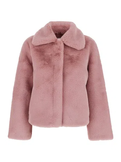 Apparis Pink Fur Coat With Classic Collar In Faux Fur Woman