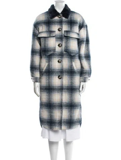 Pre-owned Apparis Plaid Print Coat In Blue