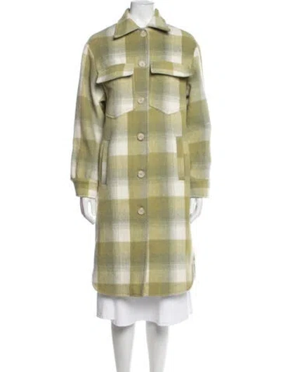 Pre-owned Apparis Plaid Print Coat In Green