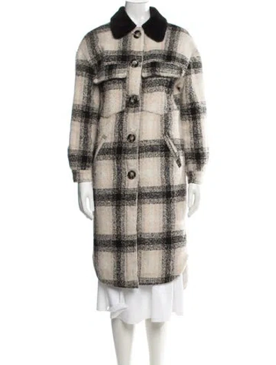 Pre-owned Apparis Plaid Print Coat W/ Tags In Neutrals