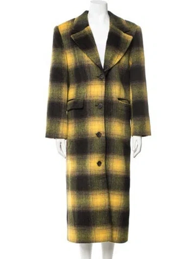 Pre-owned Apparis Plaid Print Coat In Yellow