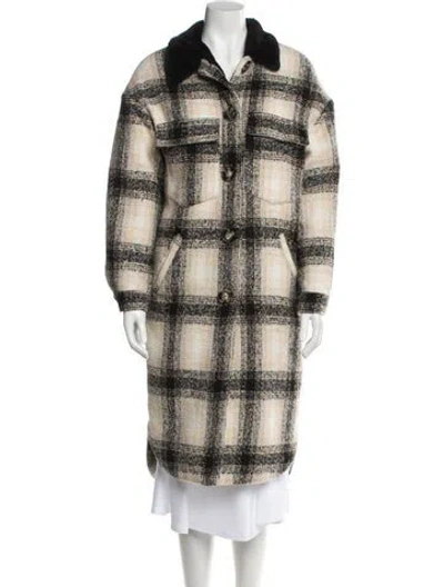 Pre-owned Apparis Plaid Print Faux Fur Coat In Neutral