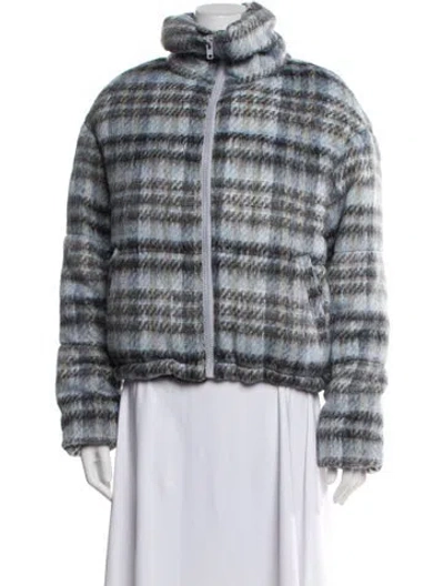 Pre-owned Apparis Plaid Print Faux Fur Jacket In Blue