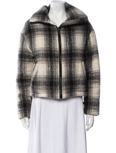 Pre-owned Apparis Plaid Print Faux Fur Jacket In Neutral