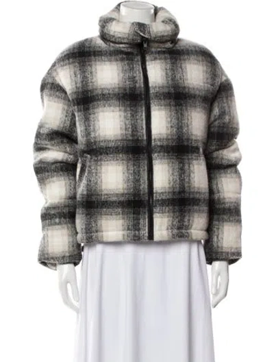 Pre-owned Apparis Plaid Print Faux Fur Jacket In Neutral