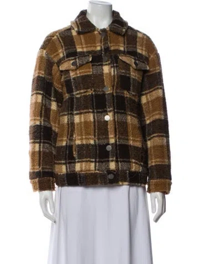 Pre-owned Apparis Plaid Print Jacket In Brown
