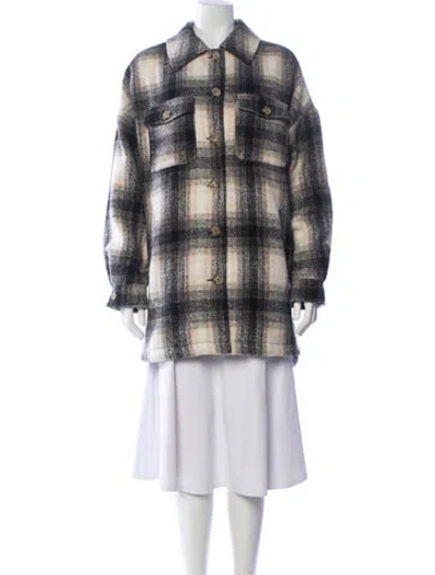 Pre-owned Apparis Plaid Print Peacoat In Black