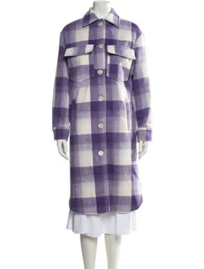 Pre-owned Apparis Plaid Print Trench Coat In Purple