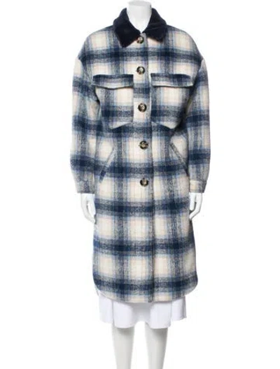 Pre-owned Apparis Plaid Print Utility Jacket In Blue