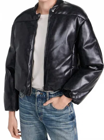 Apparis Pre-loved Gigi Vegan Leather Bomber Jacket In Black