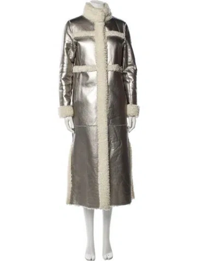 Pre-owned Apparis Printed Faux Fur Coat In Gray
