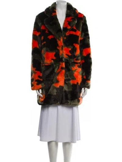 Pre-owned Apparis Printed Faux Fur Coat In Green