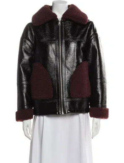 Pre-owned Apparis Printed Faux Fur Jacket In Black