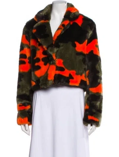 Pre-owned Apparis Printed Faux Fur Jacket In Orange