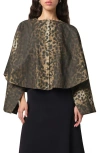 Apparis Quinn Leopard Print Water Repellent Cotton Blend Cape Jacket In Leopard