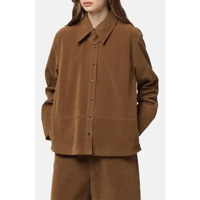 Apparis Ren Faux Suede Overshirt In Brown