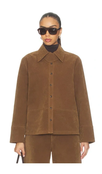 Apparis Ren Sans Suede Overshirt In Brown