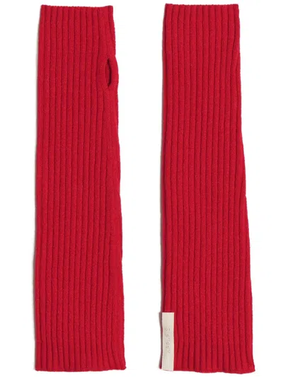 Apparis Ribbed-knit Fingerless Gloves In Red
