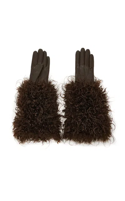 Apparis Robi Mongolian Gloves In Brown