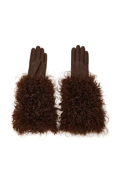 Apparis Robi Mongolian Gloves In Brown
