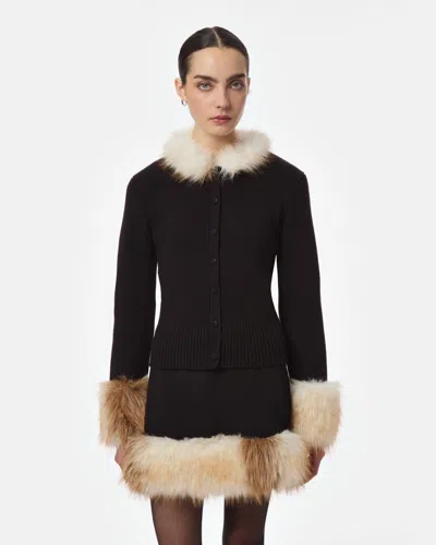Apparis Rosa Cardigan In Noir/beige Multi