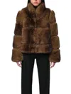 Apparis Sai Mink Faux Fur Cropped Coat In Grey