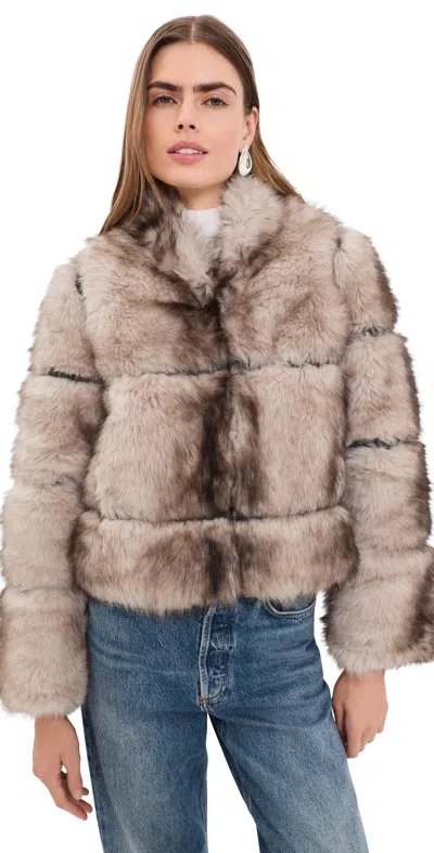 Apparis Sai Faux Mink Coat Grey Mink In Brown