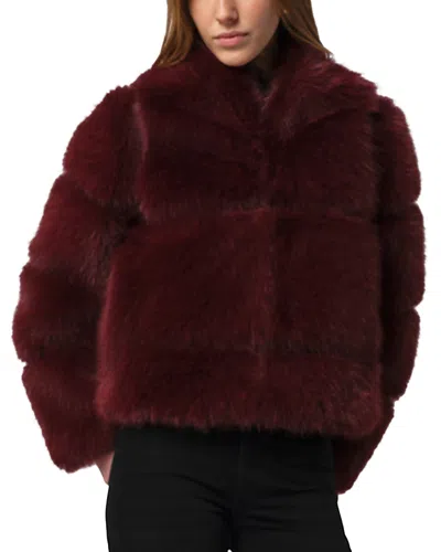 Apparis Sai Faux Sable Coat In Burgundy