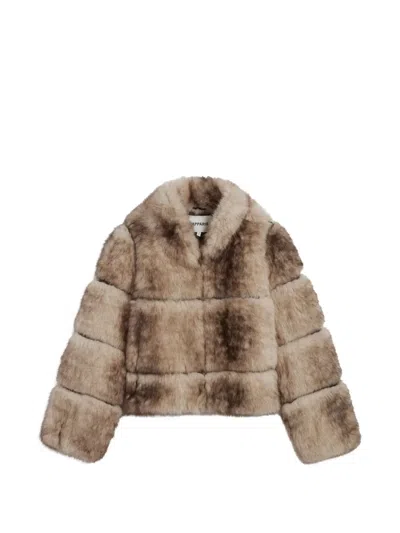 Apparis Sai Faux-fur Panelled Coat In Neutrals