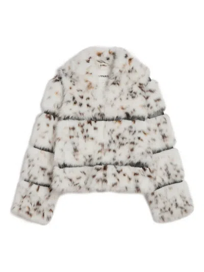 Apparis Sai Leopard Faux Fur Cropped Coat In Multi