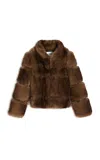 Apparis Sai Mink Faux Fur Cropped Coat In Brown