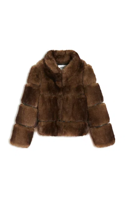 Apparis Sai Mink Faux Fur Cropped Coat In Multi