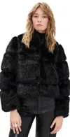 Apparis Sai Sable Coat Noir In Animal Print
