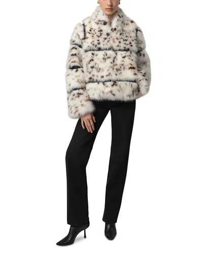 Apparis Sai Leopard Faux Fur Cropped Coat In Multi