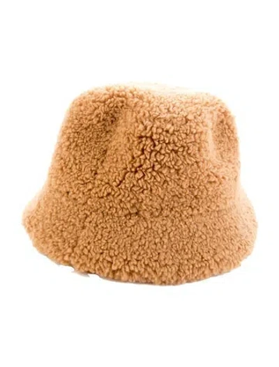Pre-owned Apparis Shearling Bucket Hat  W/tags In Brown