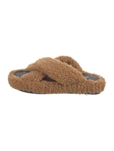 Pre-owned Apparis Shearling Slides In Neutrals