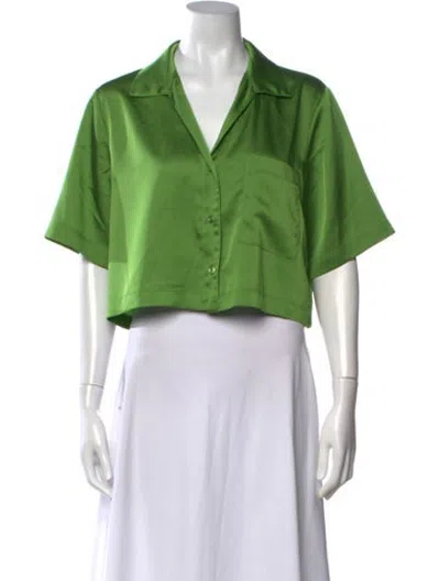 Pre-owned Apparis Short Sleeve Button-up Top In Green