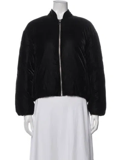 Pre-owned Apparis Silk Bomber Jacket In Black