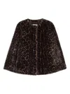 Apparis Sloane Faux Leopard Fur Cape Coat In Brown