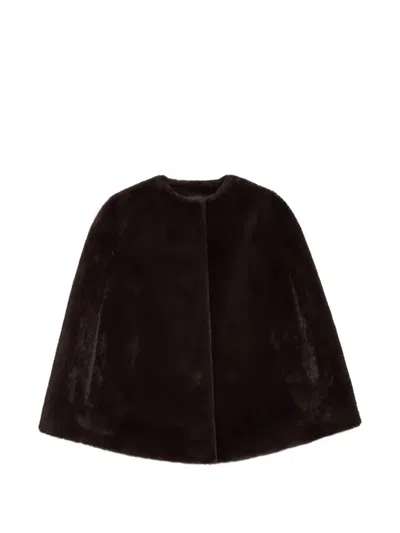 Apparis Sloane Faux-fur Cape In Black