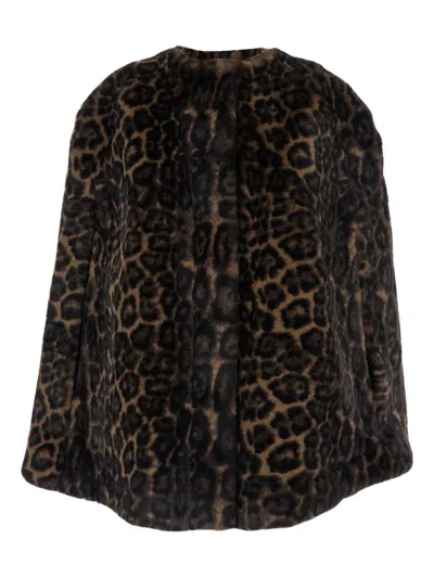 Apparis Sloane Leopard Cape In Gray