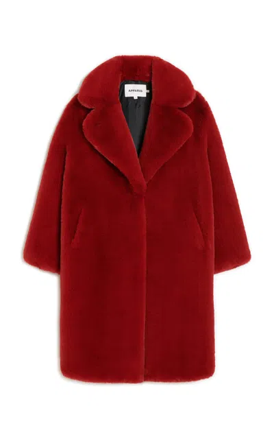 Apparis Steffi Recycled Fur Coat In Red